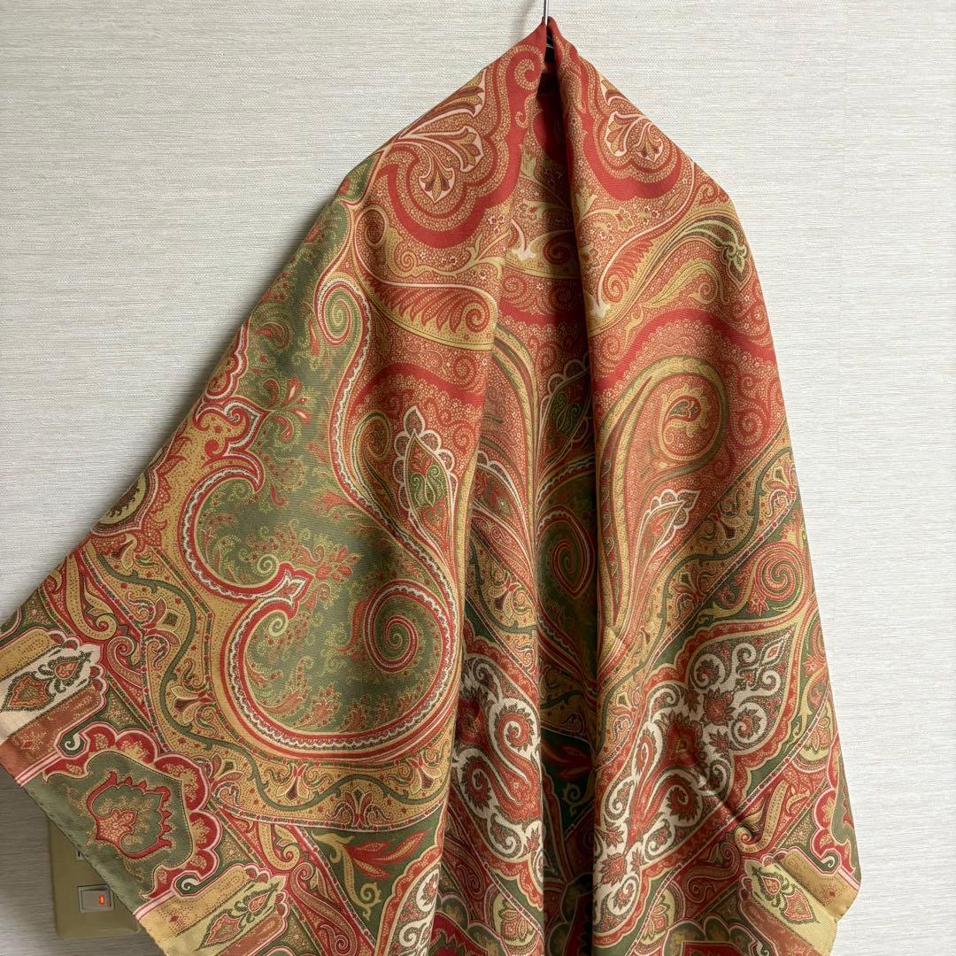 ETRO エトロ ペイズリー 大判 ストール 正方形 シルク ウール