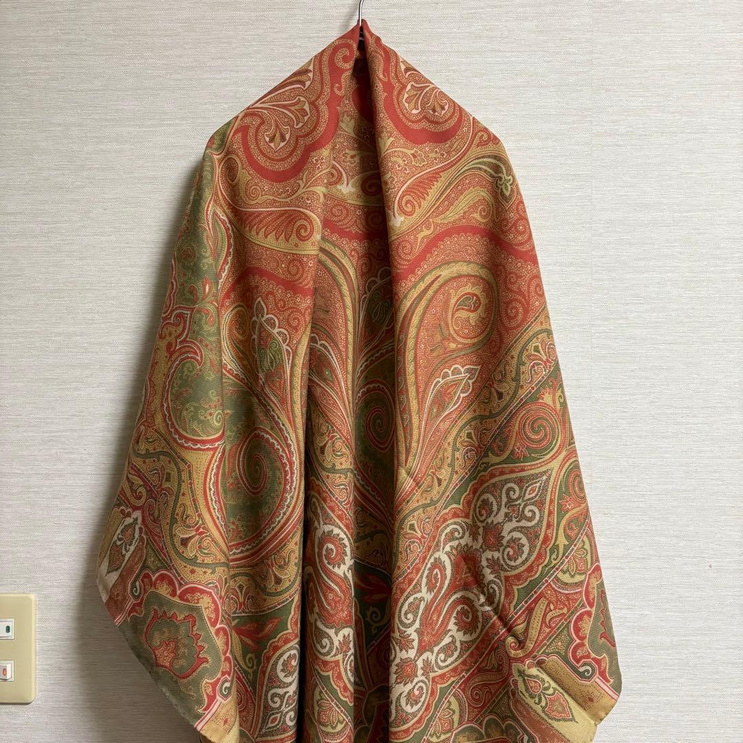 ETRO エトロ ペイズリー 大判 ストール 正方形 シルク ウール