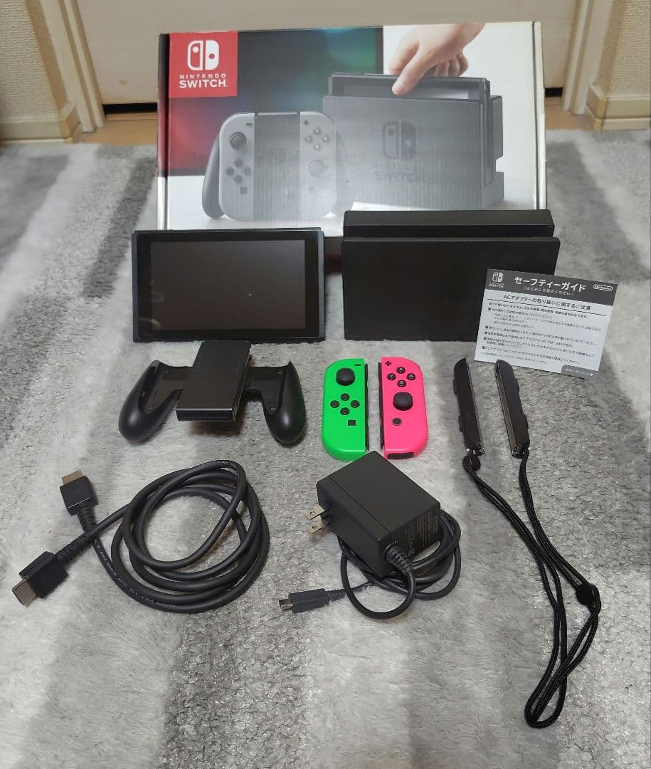 [訳アリ]Nintendo Switch 本体+付属品一式 緑/ネオンピンク