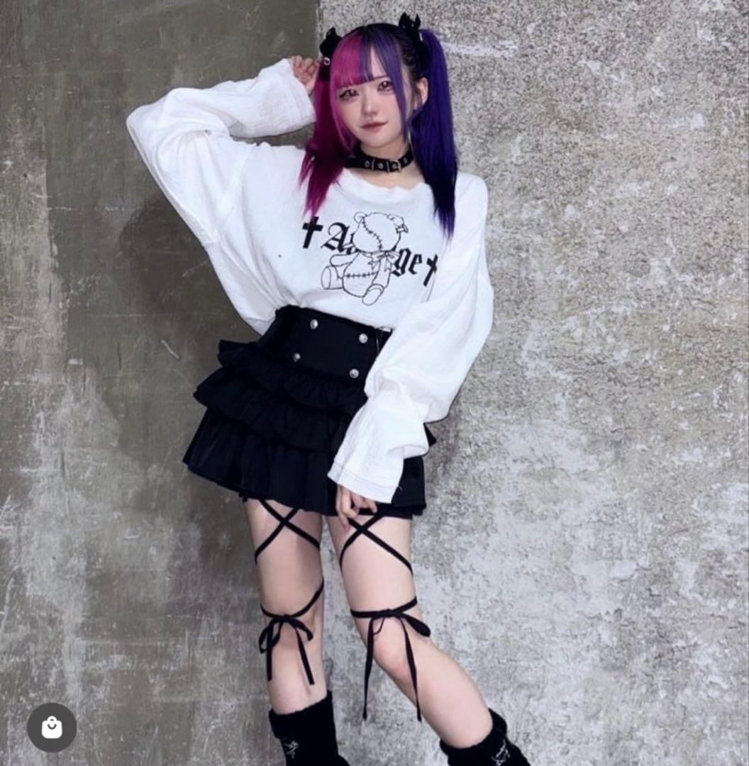 Amilige ハイウエストエンブレムボタン付きフリルパンツ