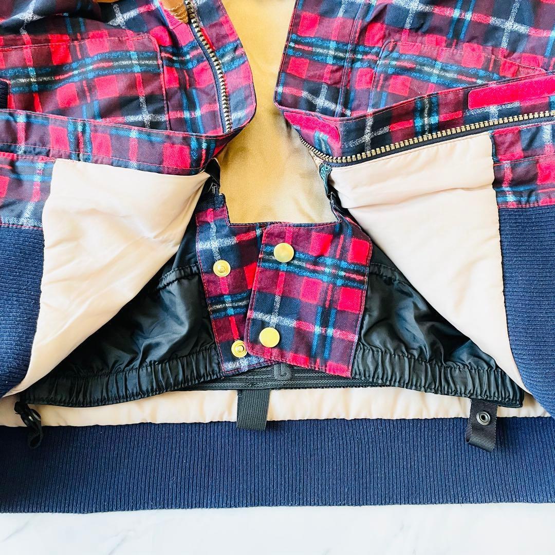 4340 バートン スノボウェア ジャケット チェック柄 ポーチ付き ダッフル風