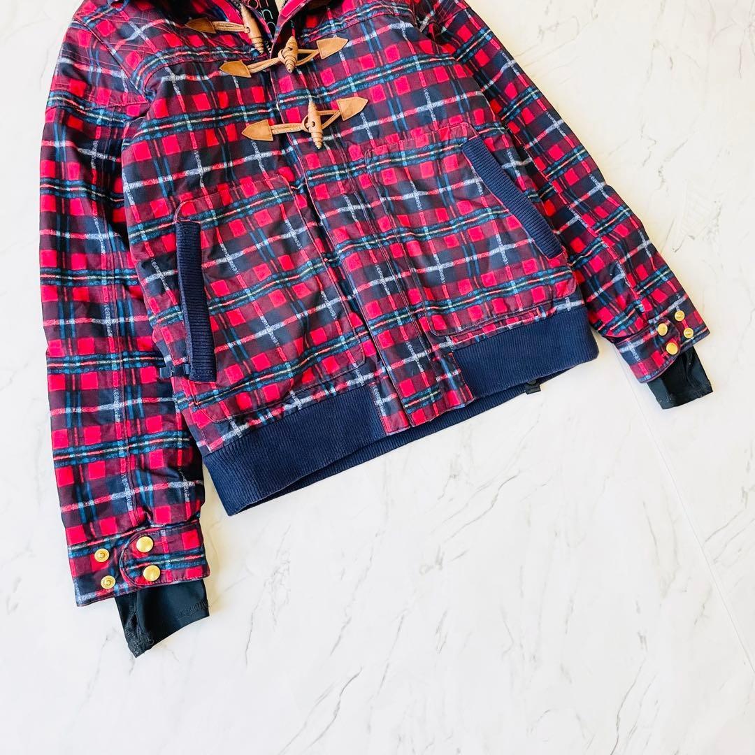 4340 バートン スノボウェア ジャケット チェック柄 ポーチ付き ダッフル風