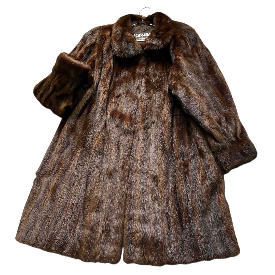 着丈88cm エンバ リアルファー ファーコート 本毛皮 ロング XLサイズ相当