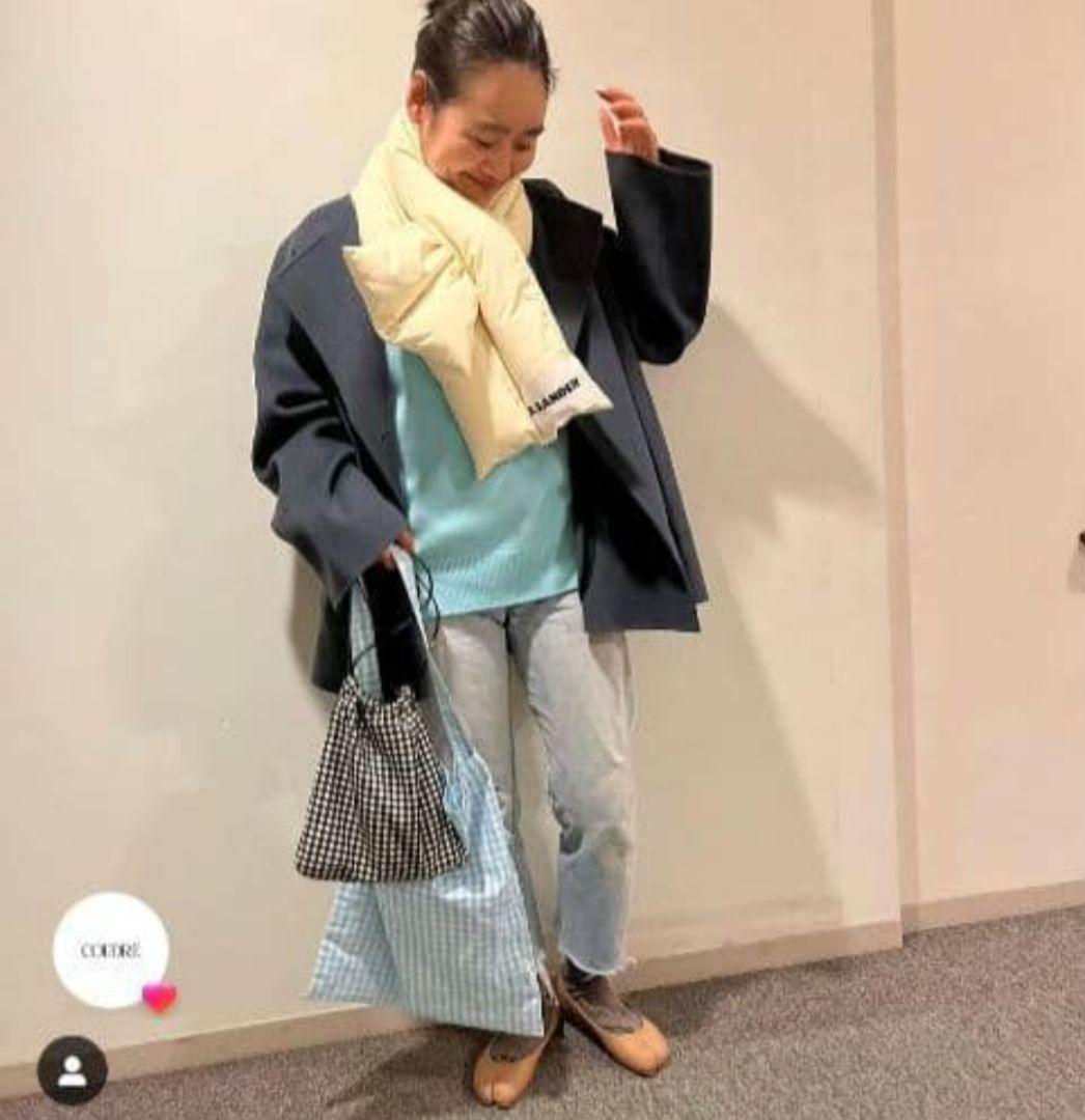 【GALERIE VIE】ウールダブルフェイス ショートノーカラーコート　紺色