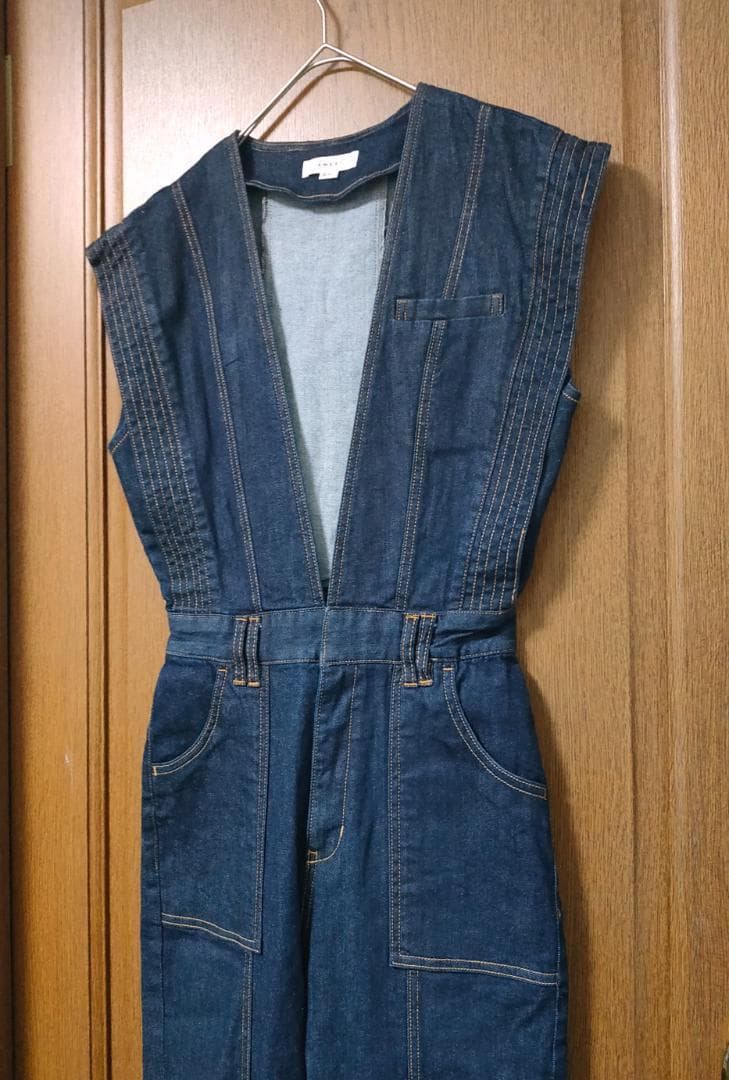 AMERI V NECK DENIM JUMPSUIT 正規品