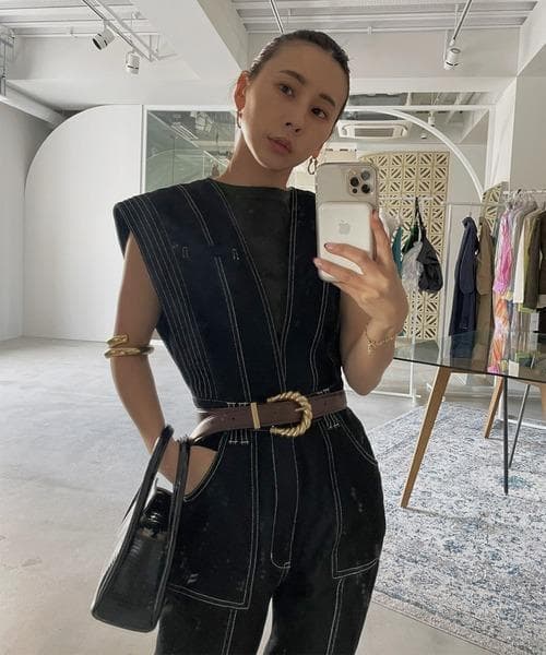 AMERI V NECK DENIM JUMPSUIT 正規品