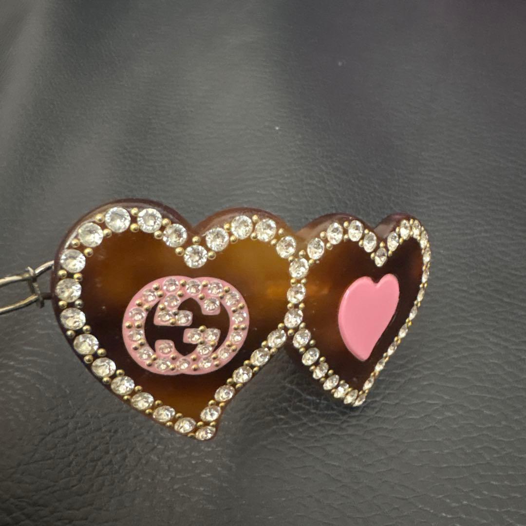 GUCCI インターロッキングG ダブル ハート ヘアクリップ　ヘアピン