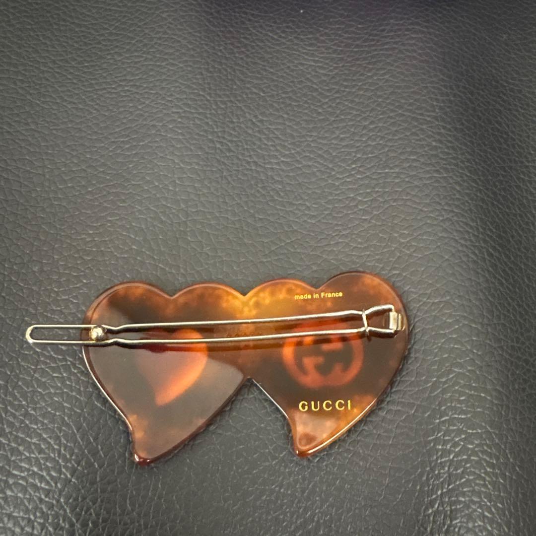 GUCCI インターロッキングG ダブル ハート ヘアクリップ　ヘアピン