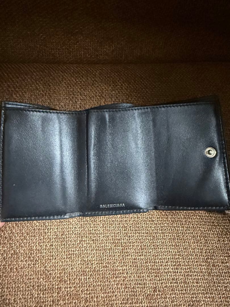 BALENCIAGA 黒 レザー 三つ折り財布