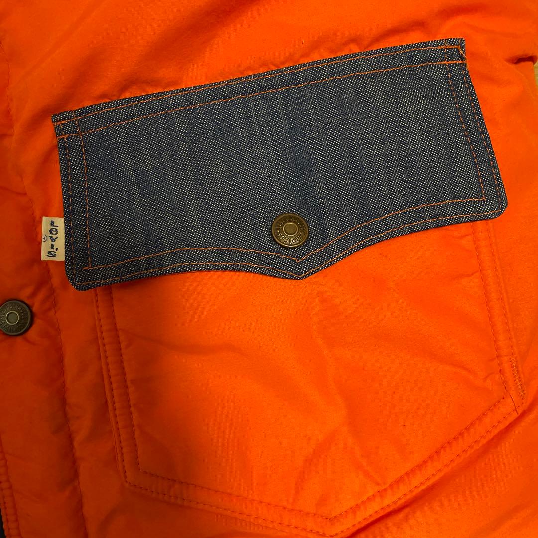 【良品】70s SKI LEVI'S デニム ダウンベスト USA オレンジ L