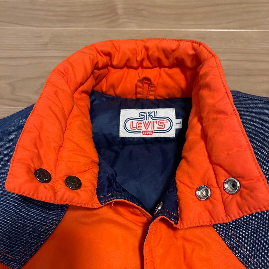 【良品】70s SKI LEVI'S デニム ダウンベスト USA オレンジ L