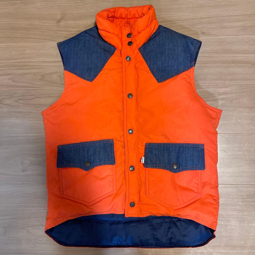 【良品】70s SKI LEVI'S デニム ダウンベスト USA オレンジ L