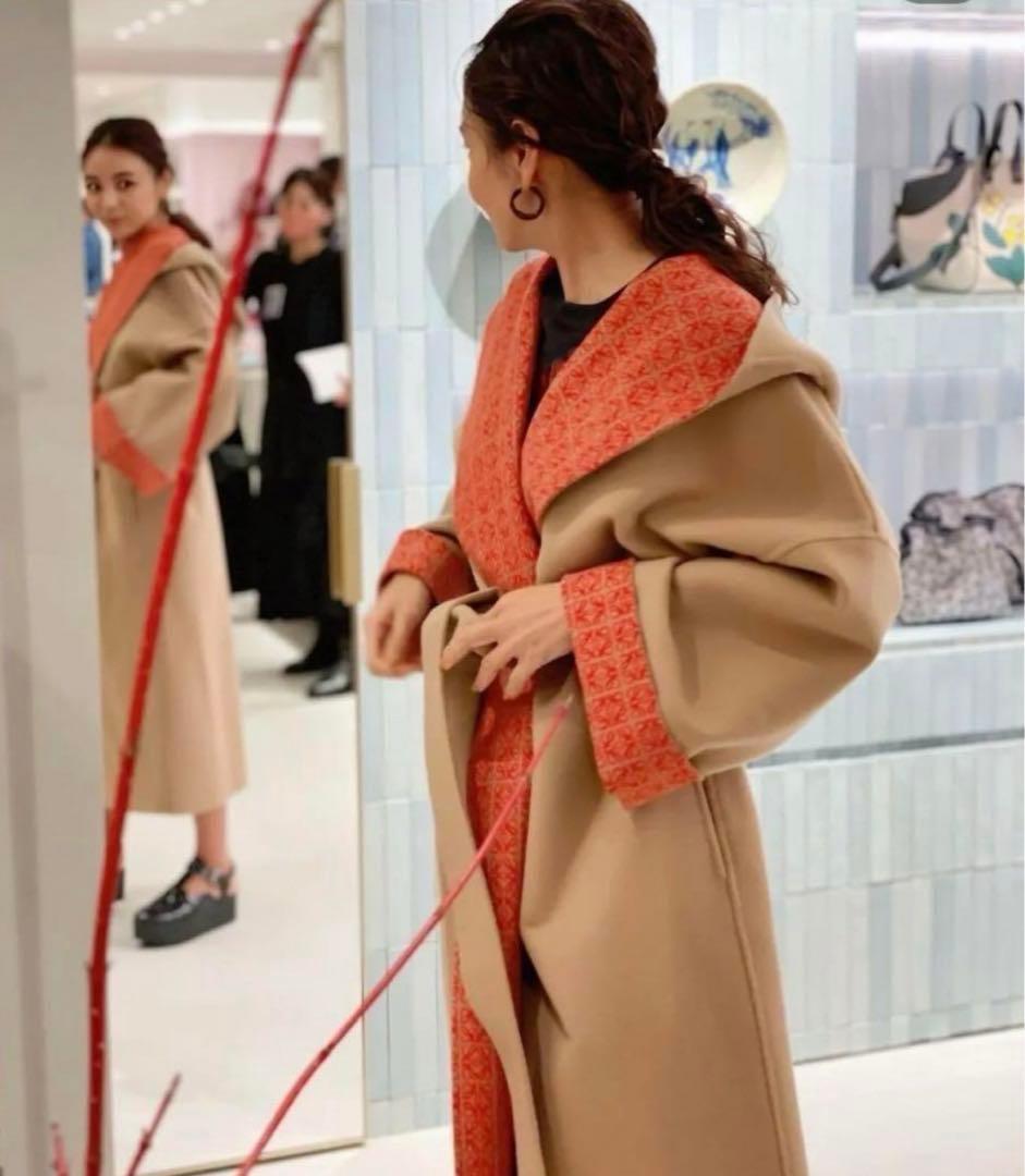 ロエベ コート アウター アナグラム ロゴ ウール ロングコート 滝沢眞規子新品