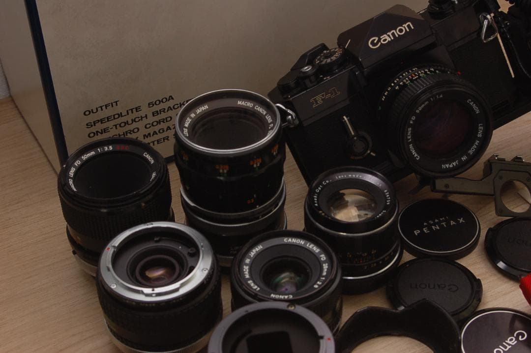 【片付け整理】Canon F-1N レンズ、アクセサリーセット