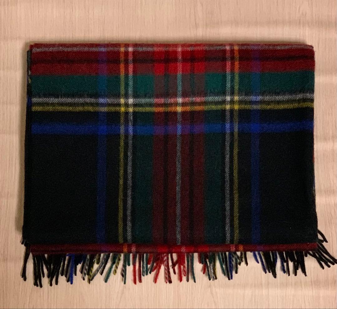 ス*ん様 ジョンストンズ大判マフラースカーフ　ブラックチエック柄