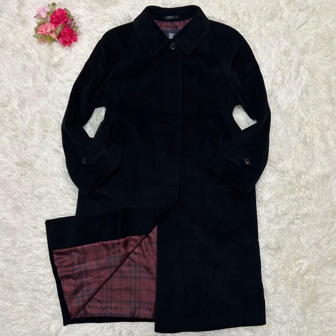 【美品3X/L】バーバリーロンドン チェスターコート アンゴラ混 Aライン 黒