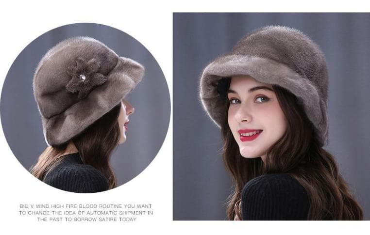 新品 限定★上品なミンクファーのハット灰/帽子 レデイース 毛皮リアルファー