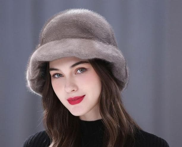 新品 限定★上品なミンクファーのハット灰/帽子 レデイース 毛皮リアルファー