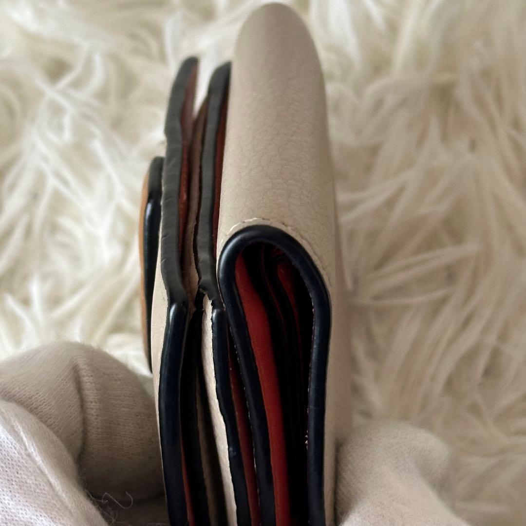 ロエベ アナグラム バーティカルウォレット 三つ折り財布 レザー ベージュ