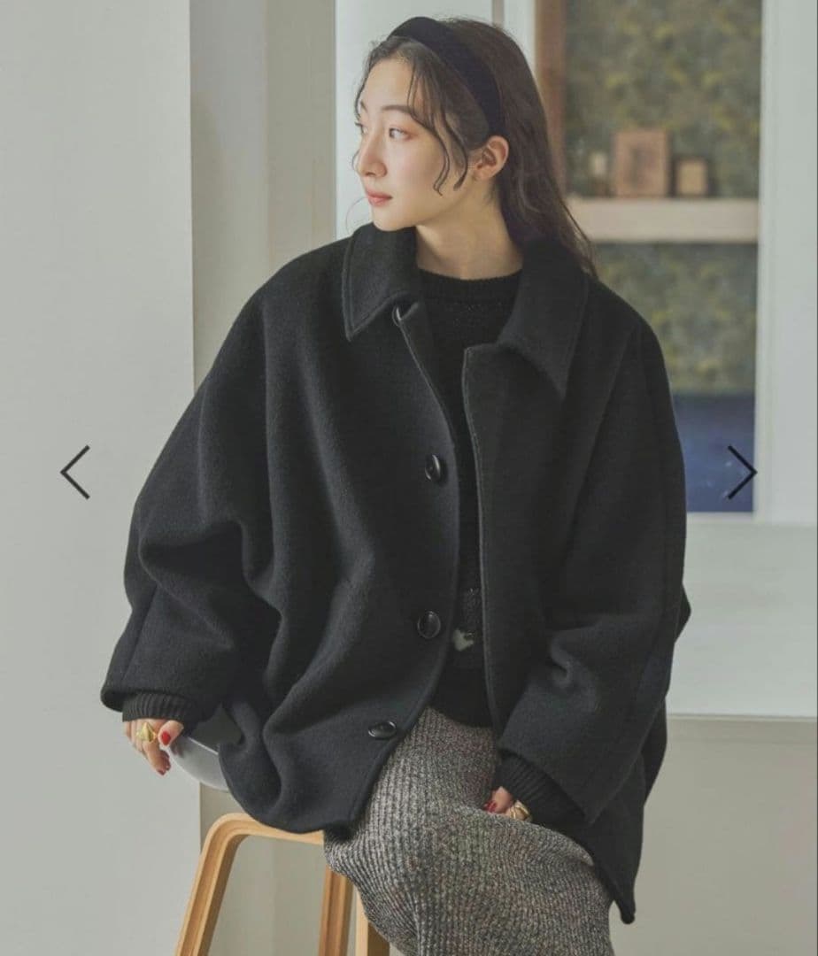 ニコアンド　ライトモッサドルマンジャケットコート　ブラック　新品未使用