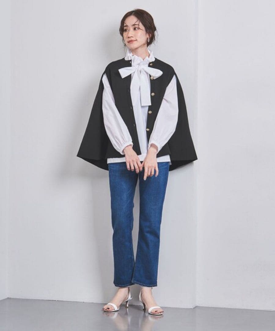 UNITED ARROWS 滝沢眞規子さん着用 黒 ケープカーディガン