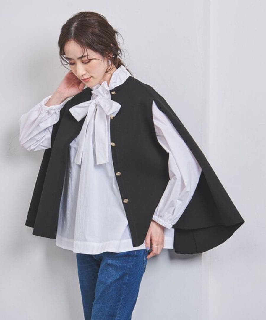 UNITED ARROWS 滝沢眞規子さん着用 黒 ケープカーディガン