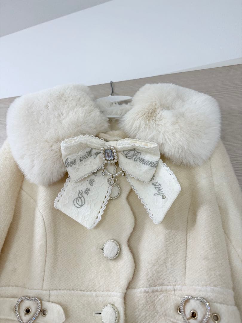 LIZLISA サイドハートバックルAラインコート ホワイト