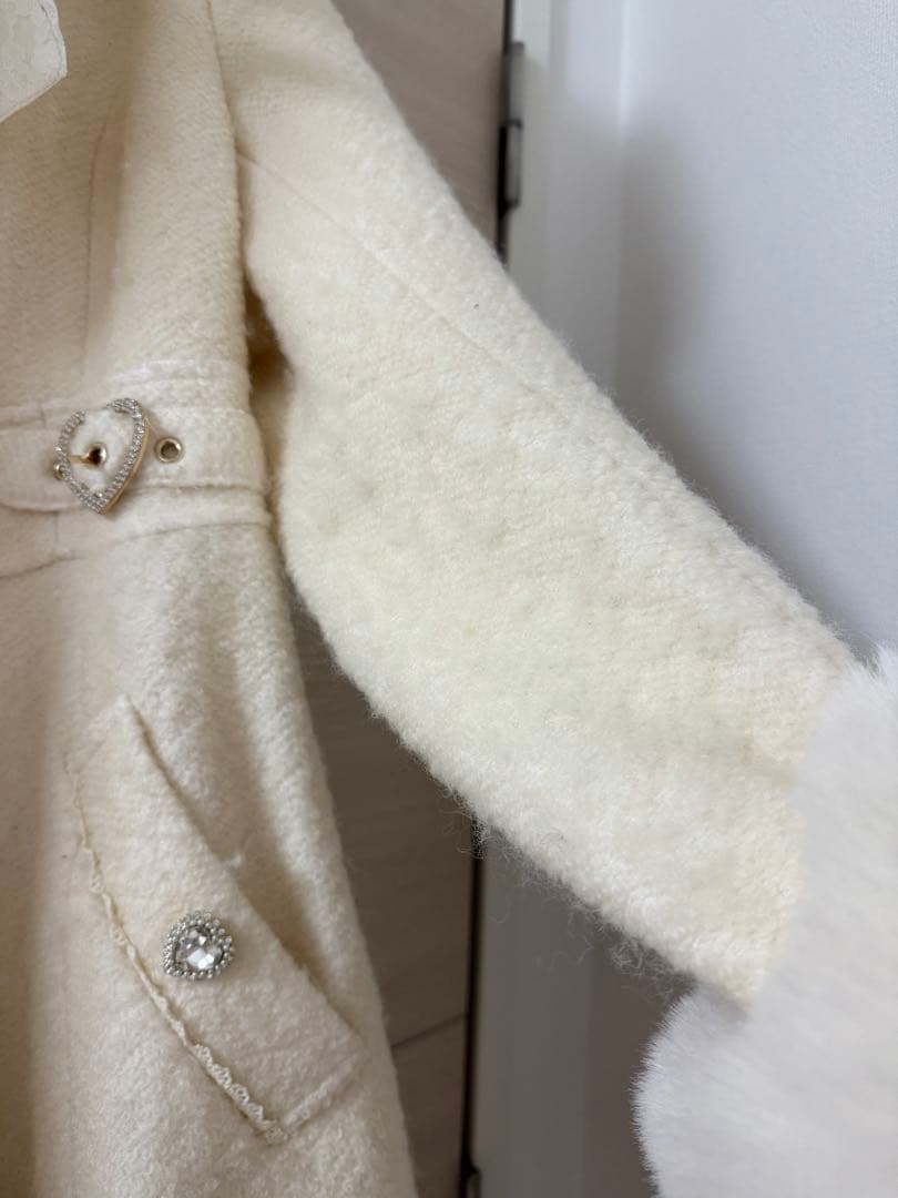 LIZLISA サイドハートバックルAラインコート ホワイト