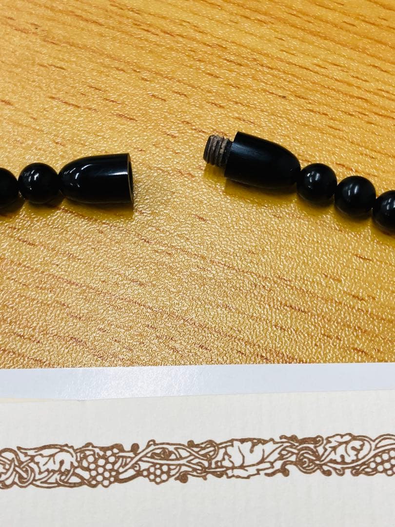 最大17㎜ ヴィクトリアンジェット ネックレス 高島屋 ジェット バラ彫 薔薇