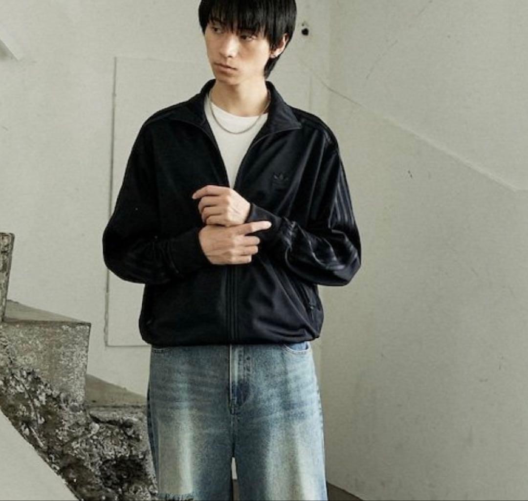 新3XL】アディダスオリジナルス　トラックジャケットトップ黒ブラックadidas
