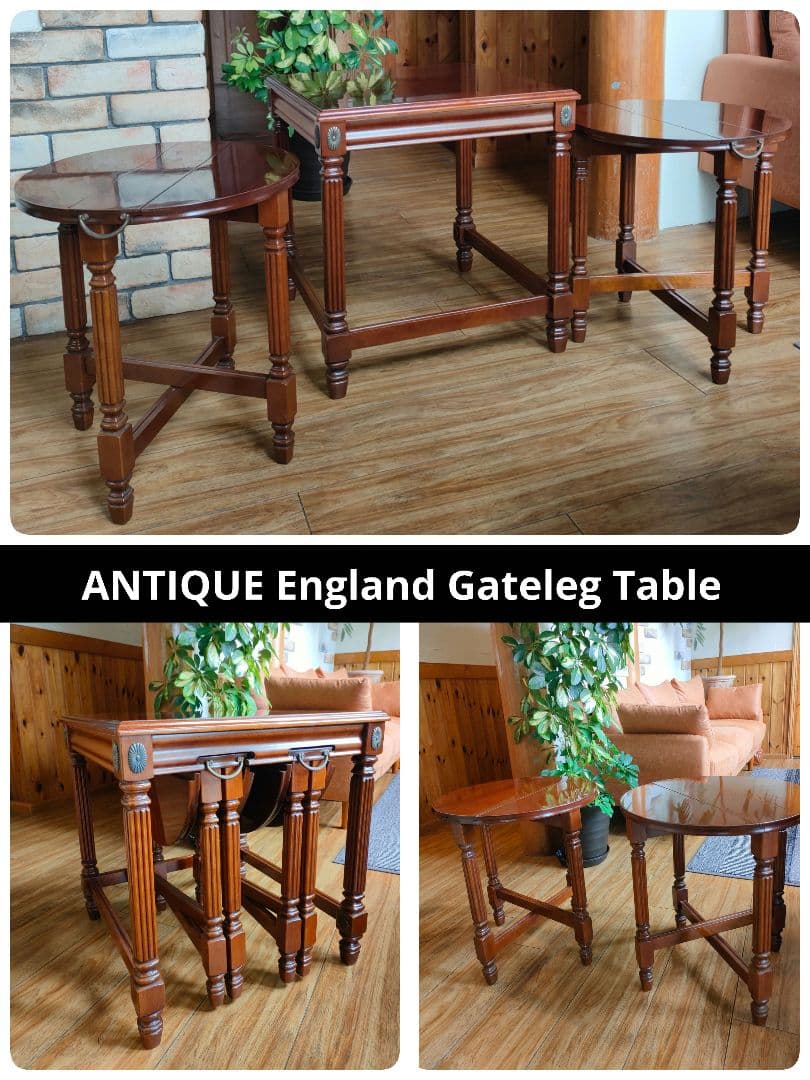 北欧　折り畳み　アンティーク　ゲートレッグテーブルセット　イギリス製　希少