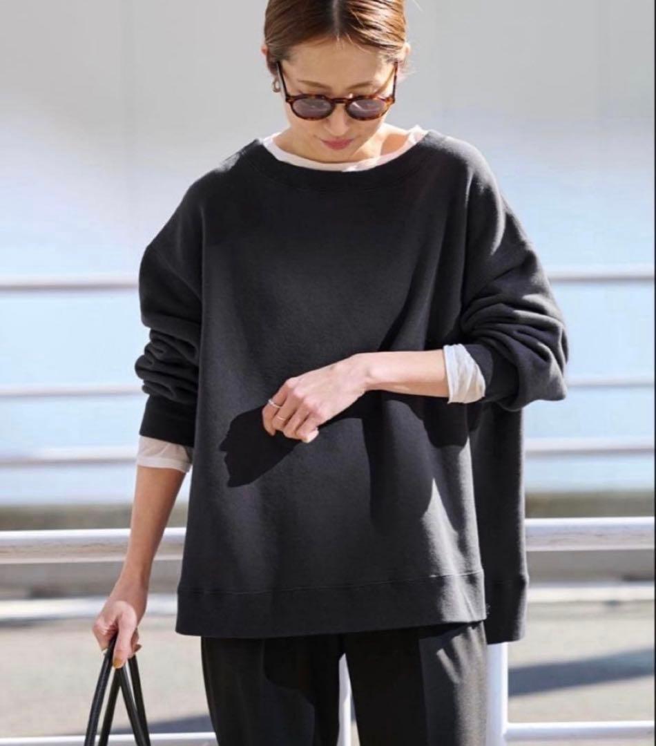 FRAMeWORK ボートネックワイドスウェット ブラック