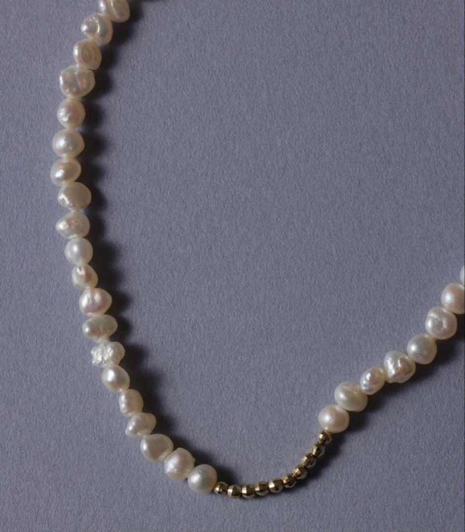 lilas ミラーボールサザレパールネックレスk10