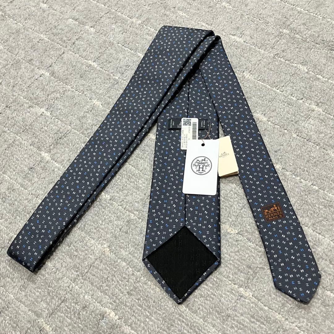 現行！エルメス［未使用タグ付き］ネクタイ　H柄　ファソネ　ジャガード　箱付き