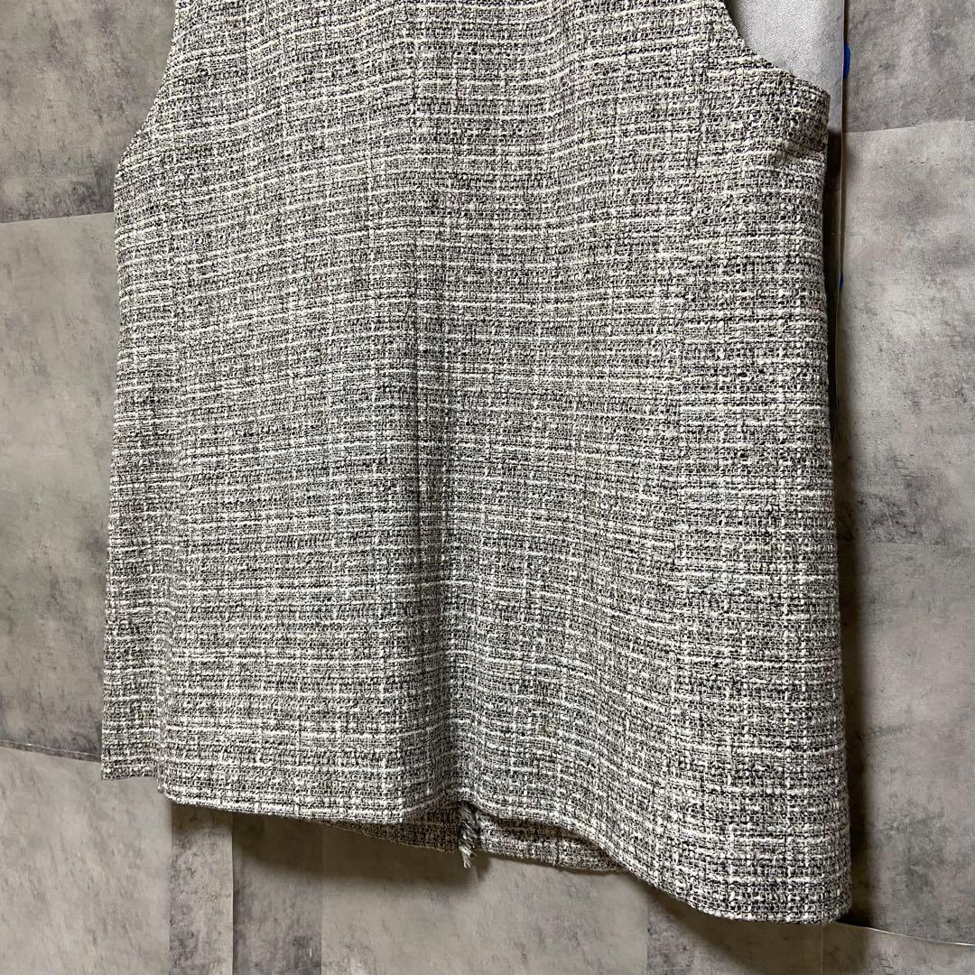 【UNTITLED】ラメ入り ファンシーツイードジレ 新品 Mサイズ グレー