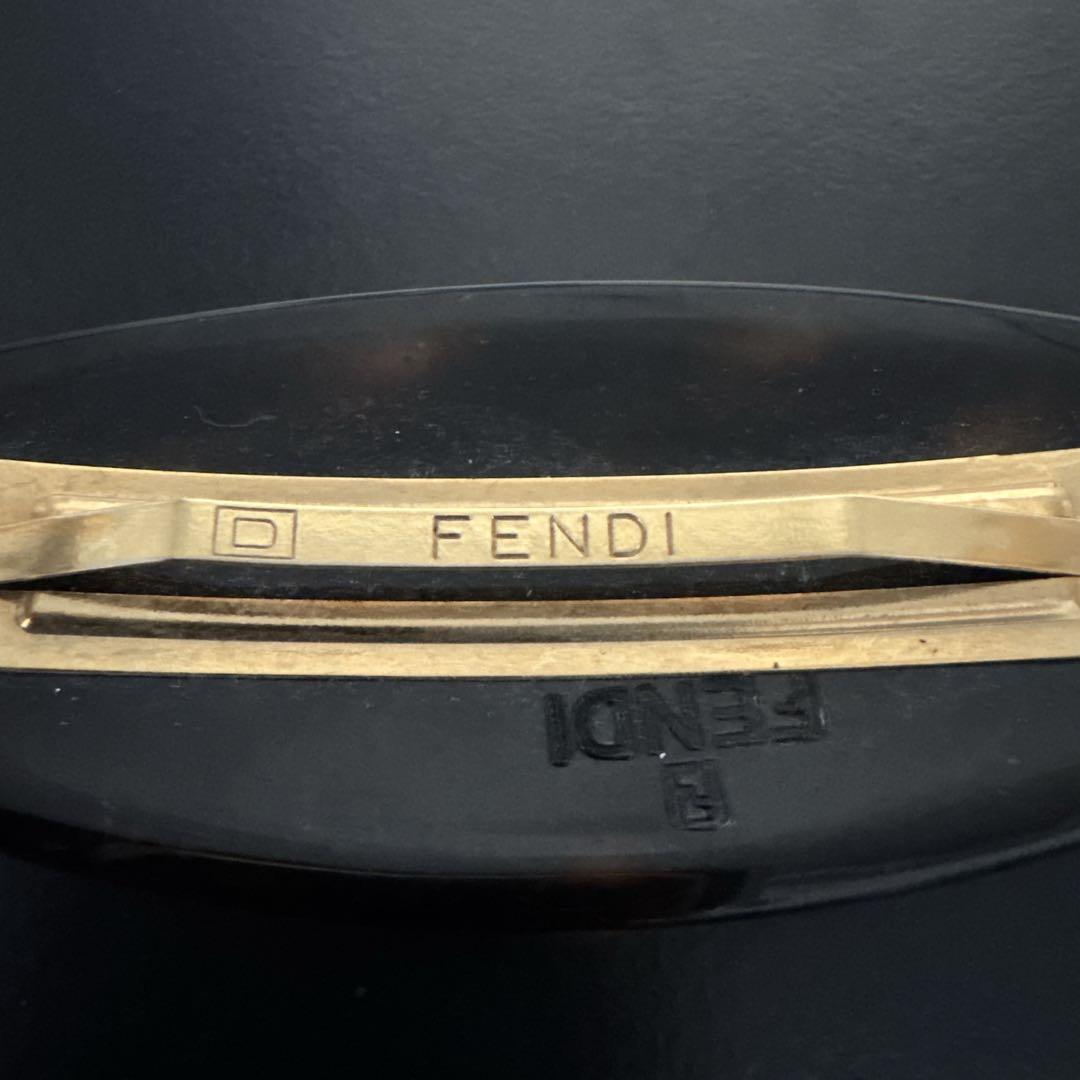 オールド　一点物　フェンディ　バレッタ　FFロゴ　ヘアピン　髪留め　ブラウン