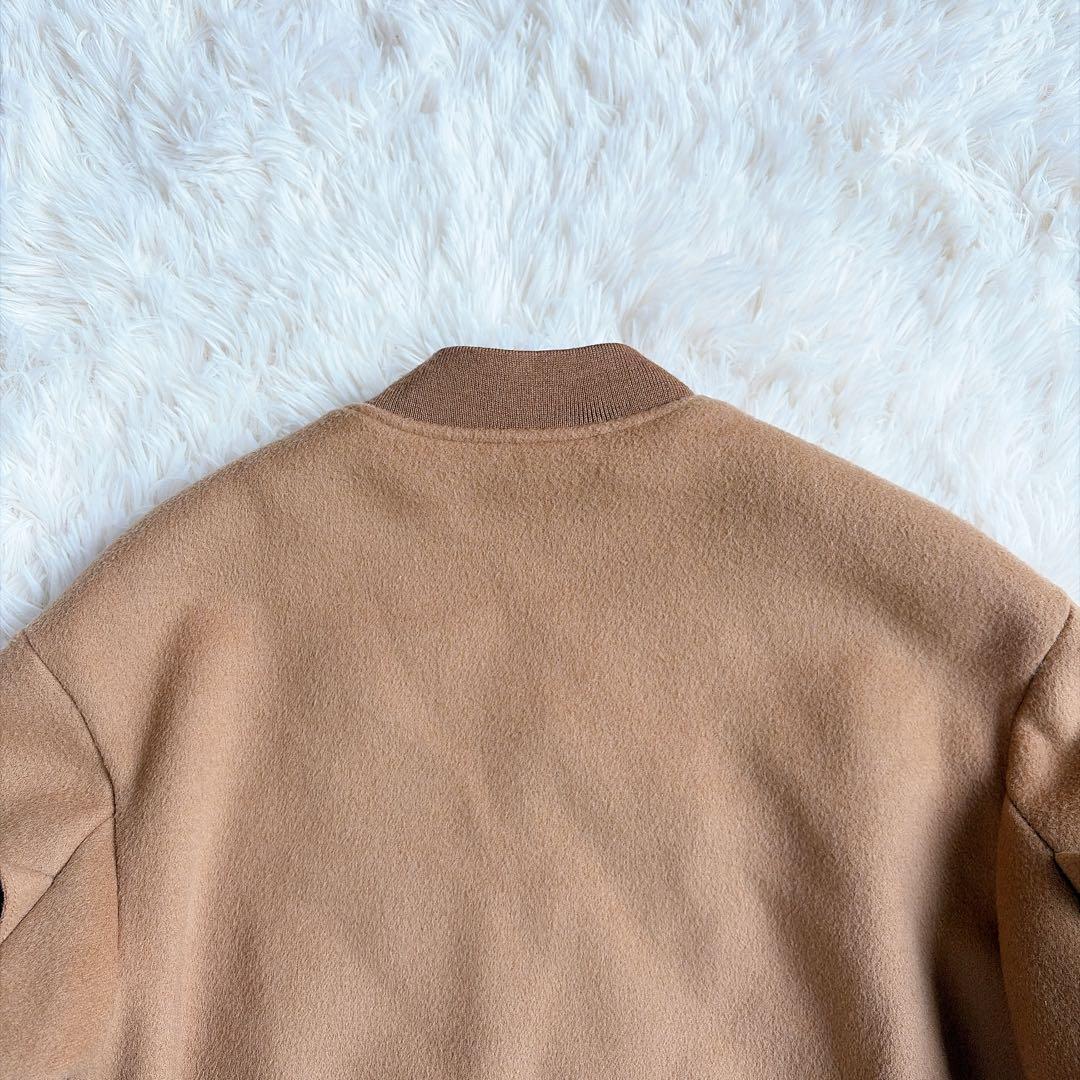 【美品】ルシェルブルー　ラッフルスリーブウールブルゾン　フリルブルゾン　ジップ