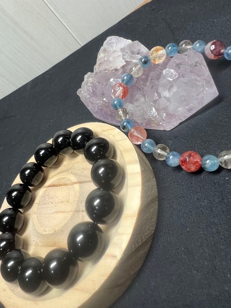 私のエネルギー吸いすぎた魔除けの王様⭐︎スターモリオン(黒水晶)ブレスレット