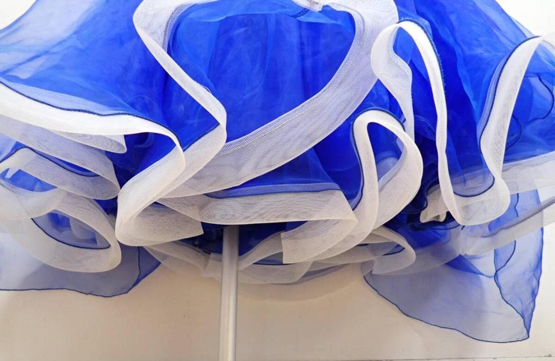 B1444★SMサイズ★青×白/花モチーフ/スタンダードドレス☆社交ダンス