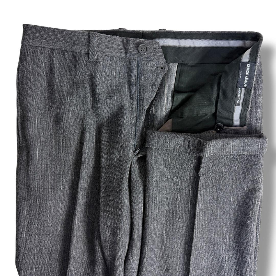 J5119美品 ジョルジオアルマーニ 黒タグチョークストライプスーツ グレー54