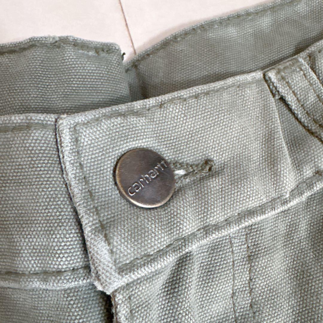 カーハート ワークパンツ w34 オリーブ ロゴ古着 ダブルニー