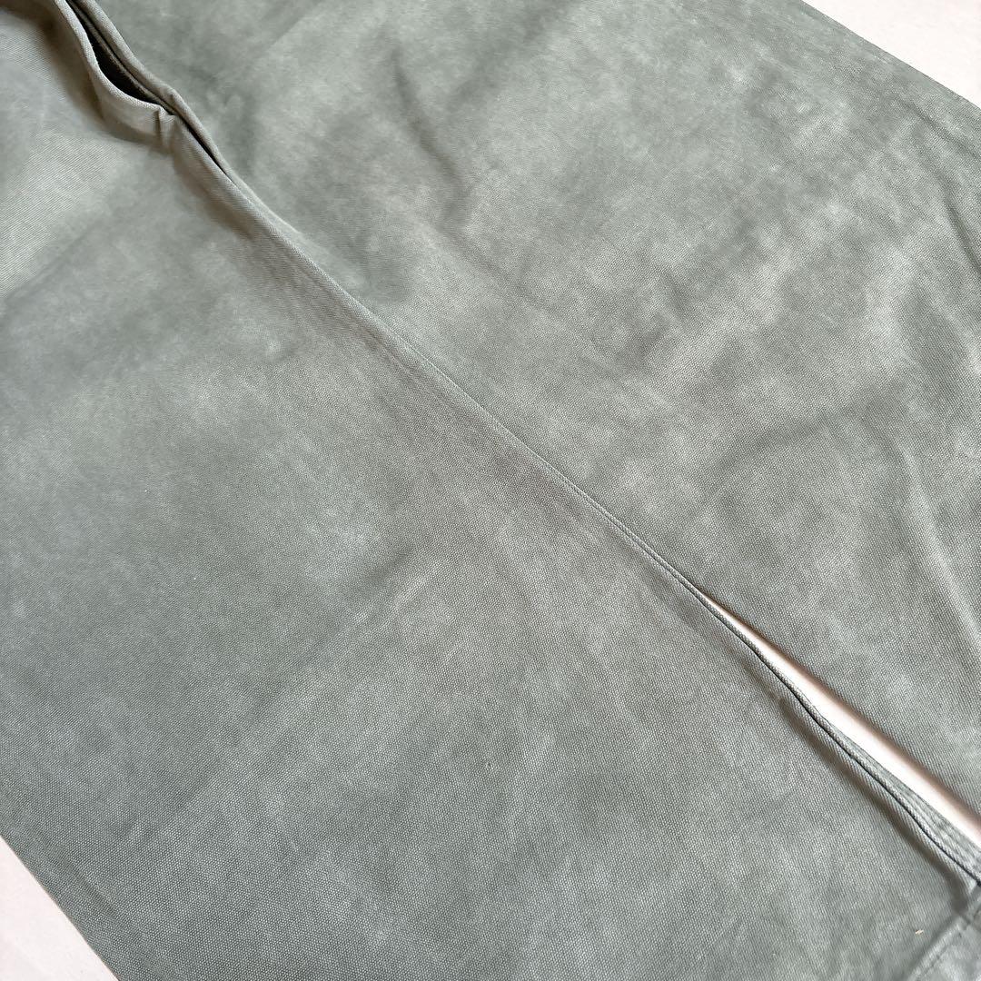 カーハート ワークパンツ w34 オリーブ ロゴ古着 ダブルニー