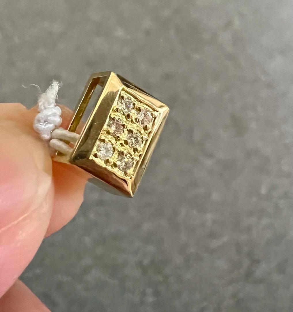 【値下げ】18金BOXダイヤペンダントタップ　ユニセックス　大セール❣️