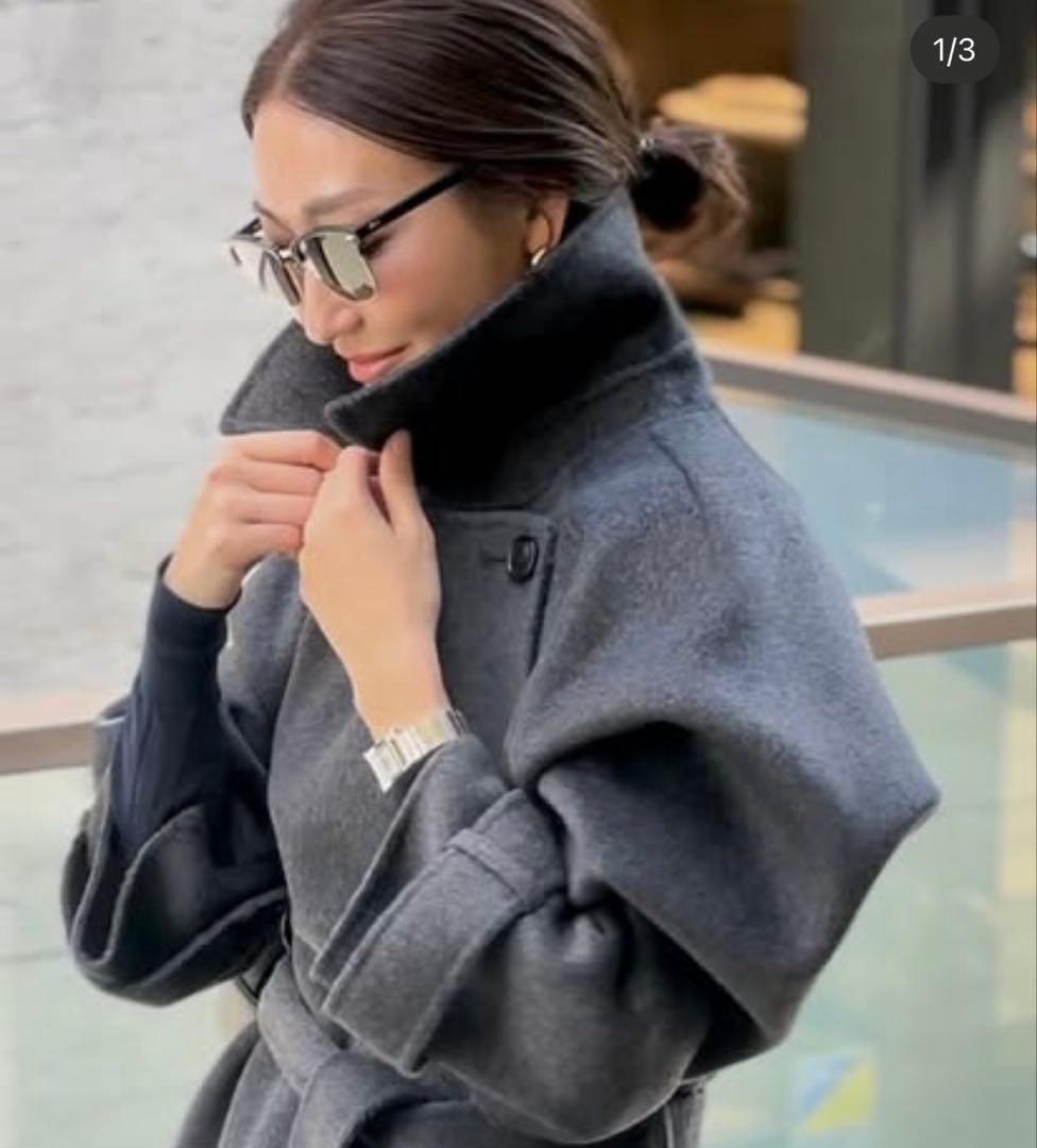 【uru様用】ダークグレー オーバーサイズ チェスターコート