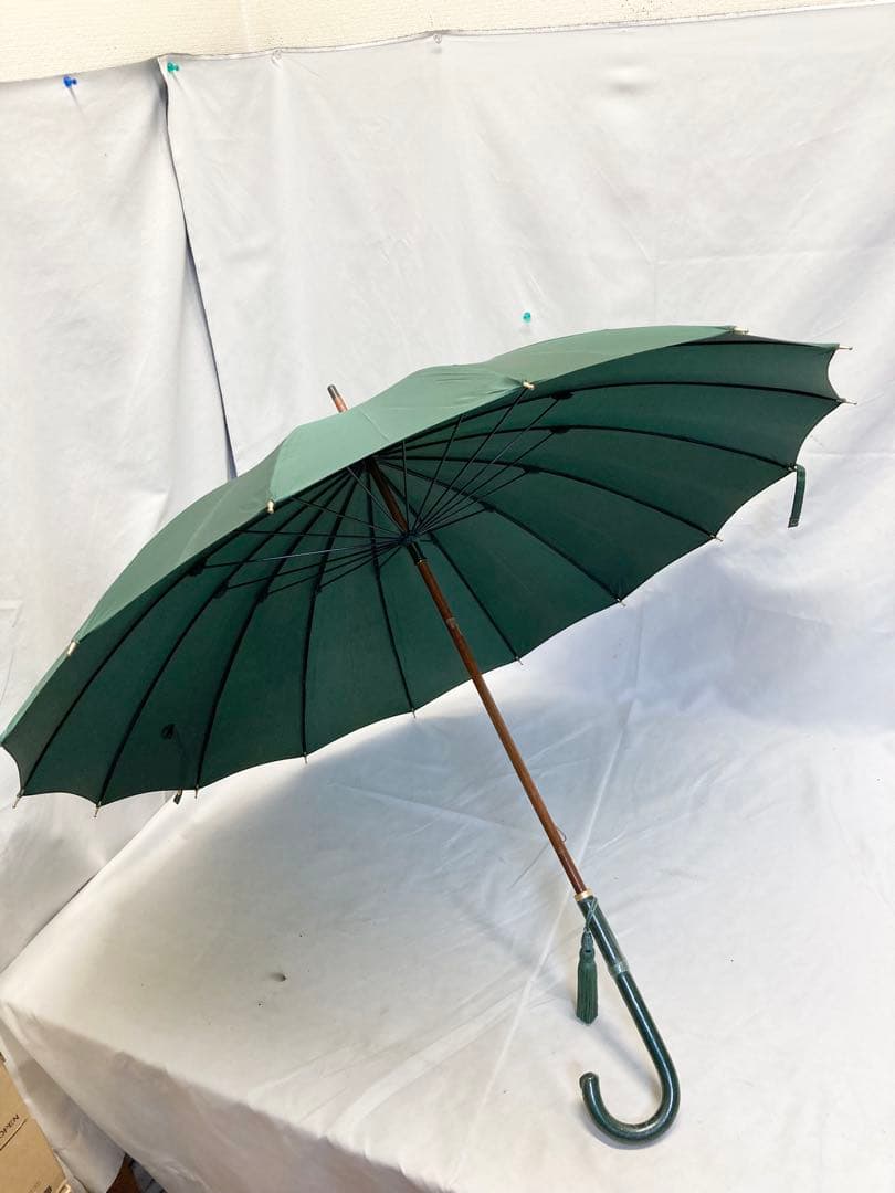 皇室御用達　前原光栄商店　16本骨　長傘　緑