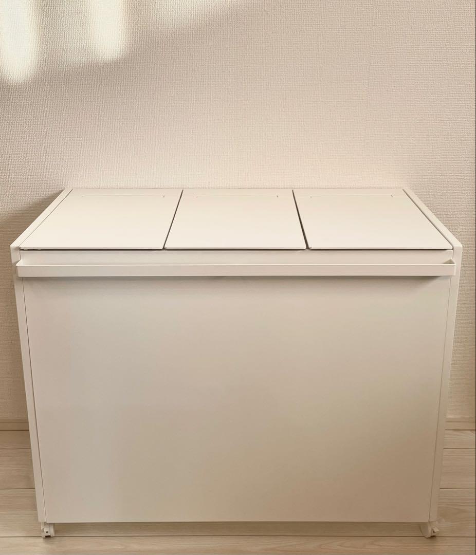 tower 山崎実業 3分別 ゴミ箱 ホワイト 45L 蓋付/目隠し・袋留め付