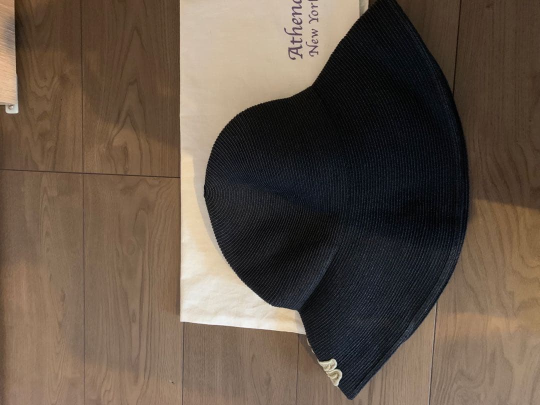 Athena New York 黒 花刺繍 ハット