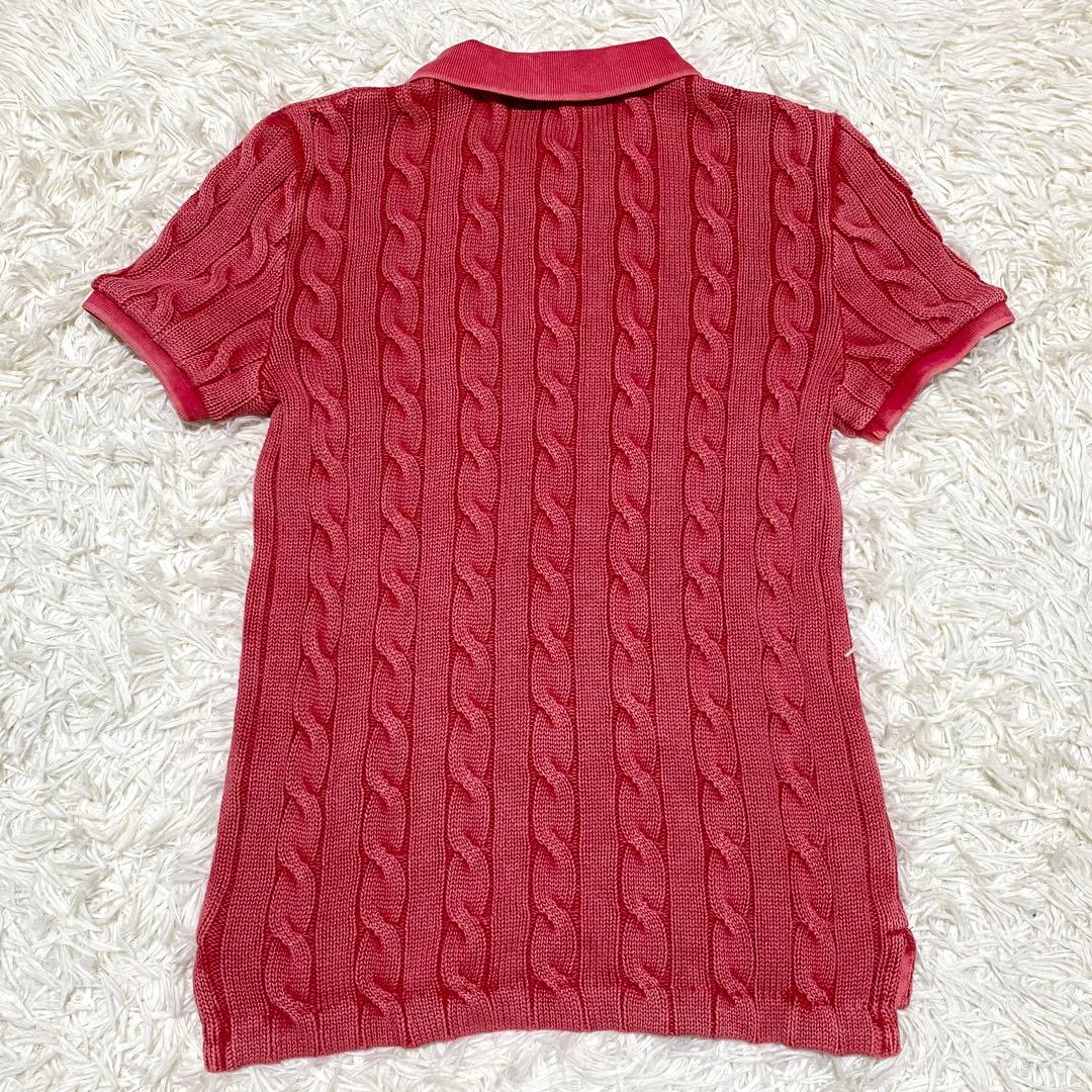 未使用級 ラルフローレン 現行 ケーブルニット ポロシャツ M ウォッシュ加工