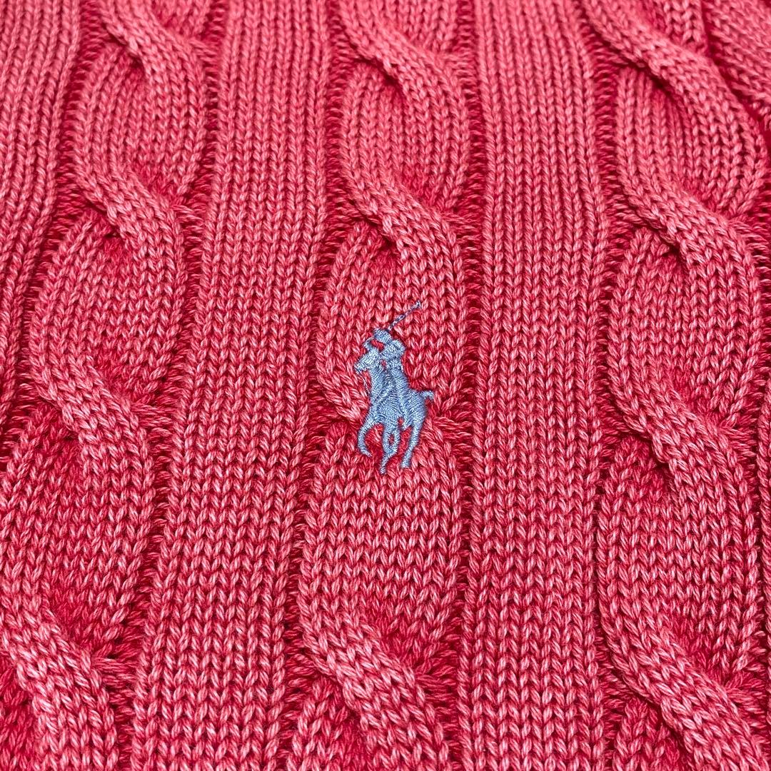 未使用級 ラルフローレン 現行 ケーブルニット ポロシャツ M ウォッシュ加工