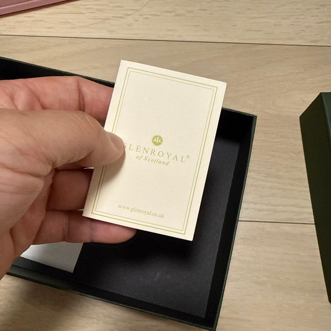 GLEN レザー マネークリップ 黒/オレンジ